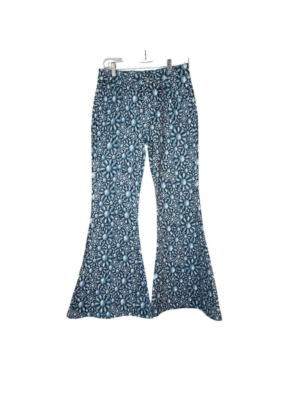 Hippy Funky Floral Print Women's Bell Bottom Flare  Jeans Size 8 By Ranch Dress'